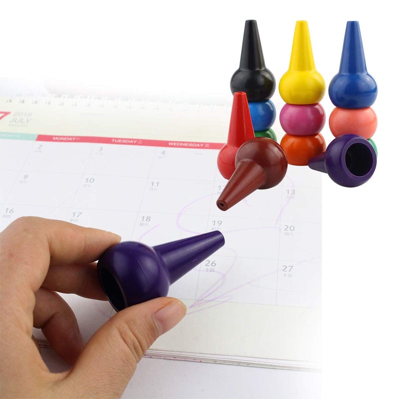 Wobe Finger Crayons for Toddlers, Palm-Grip 12 Colors Paint Crayons Sticks Stackable Toys for Kids Toddlers Child Boys and Girls Non Toxic Washable - Image 5